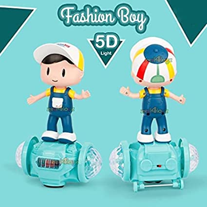 1694 Super Fashion Boy Musical Toy Battery Operated 360 Degree Rotating Musical Dancing Boy 5D Light & Sound Toy with Bump & Go Action for Kids