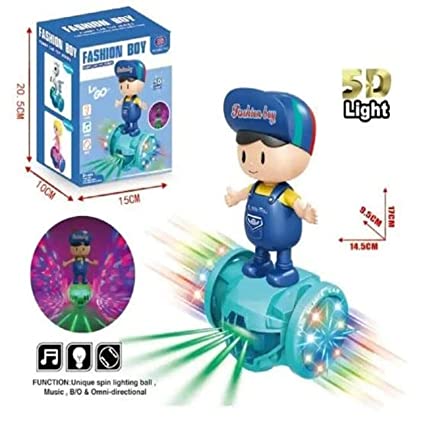 1694 Super Fashion Boy Musical Toy Battery Operated 360 Degree Rotating Musical Dancing Boy 5D Light & Sound Toy with Bump & Go Action for Kids