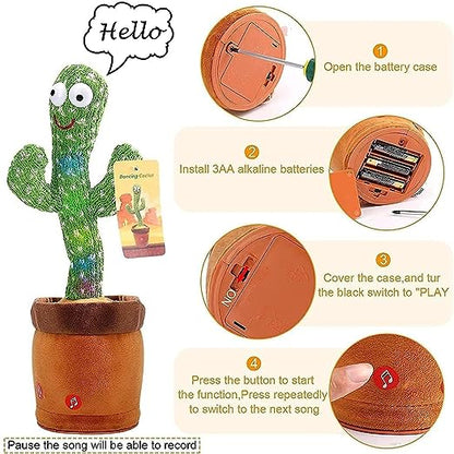 Dancing Cactus Talking Toy, Cactus Plush Toy, Wriggle & Singing Recording Repeat What You Say Funny Education Toys