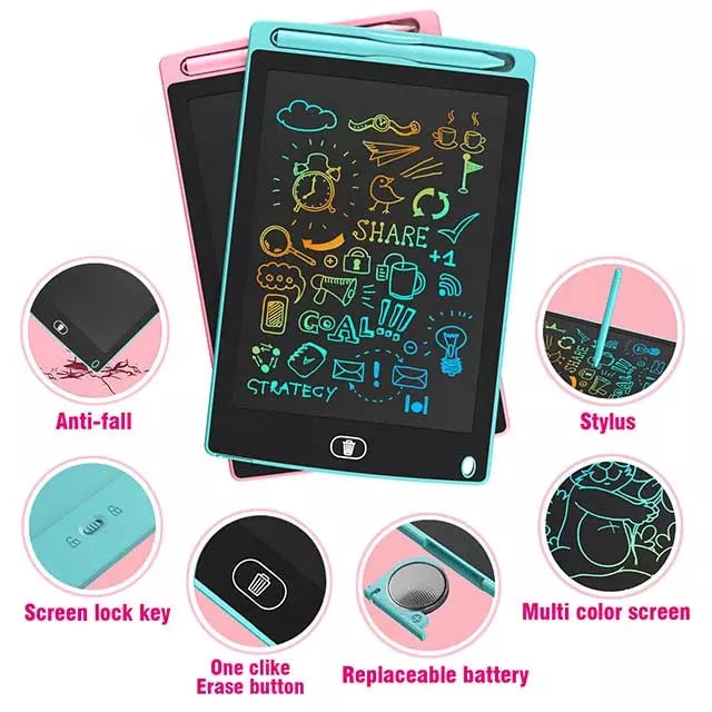 Rainbow Colour LCD Writing Tablet Screen and Stylus Pen for Kids & Adults